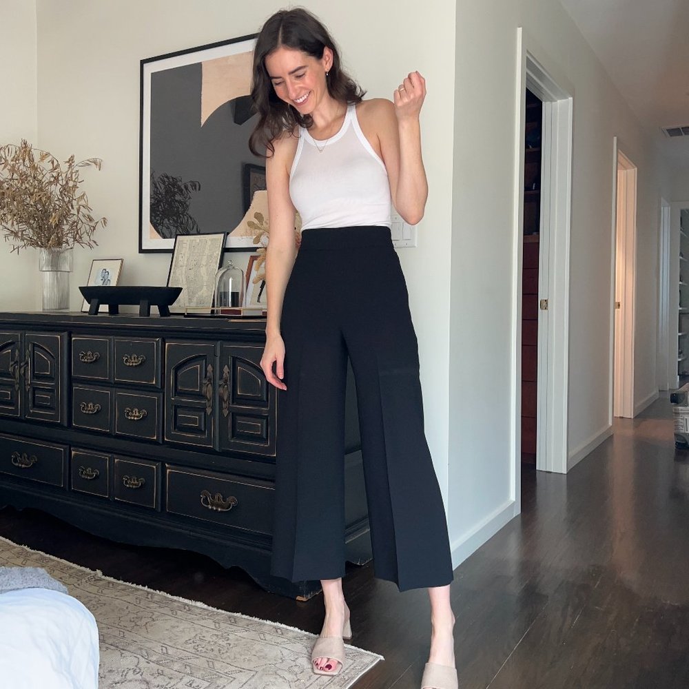 Black High Waisted Flowy Zara Culottes